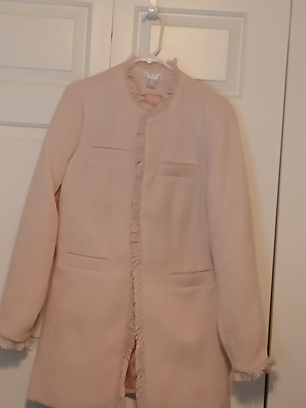 VENUS Women's Fringe-Trim Long Blush Jacket
